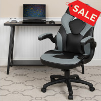 Flash Furniture CH-00095-GY-GG X10 Gaming Chair Racing Office Ergonomic Computer PC Adjustable Swivel Chair with Flip-up Arms, Gray/Black LeatherSoft